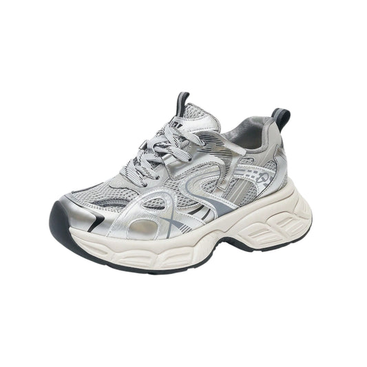 SHE ezüst fűzős sneaker