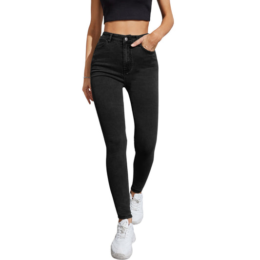 SHE fekete slim fit farmer nadrág