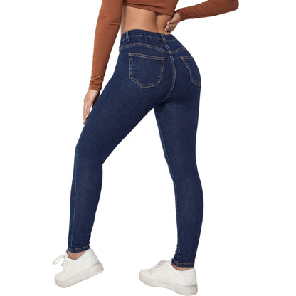SHE sötétkék slim fit farmer nadrág