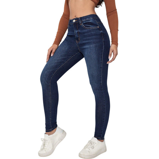 SHE sötétkék slim fit farmer nadrág