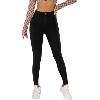 SHE fekete magas derekú skinny farmer nadrág