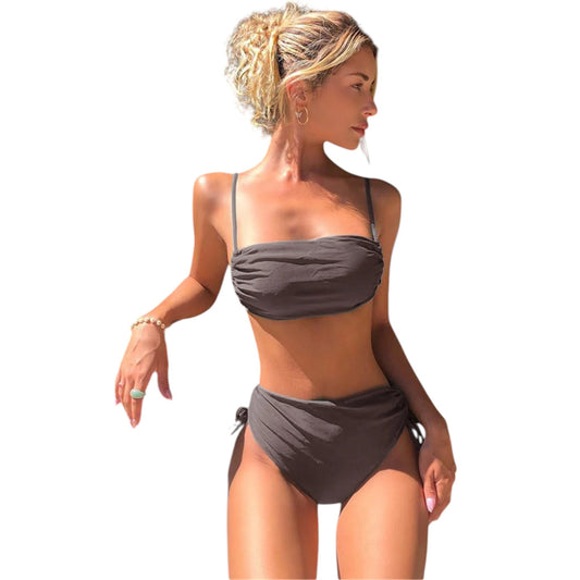 SHE barna pántos bikini szett