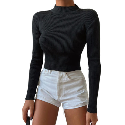 SHE fekete bordázott kötött felső