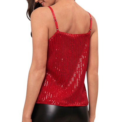 SHE piros flitteres camisole felső