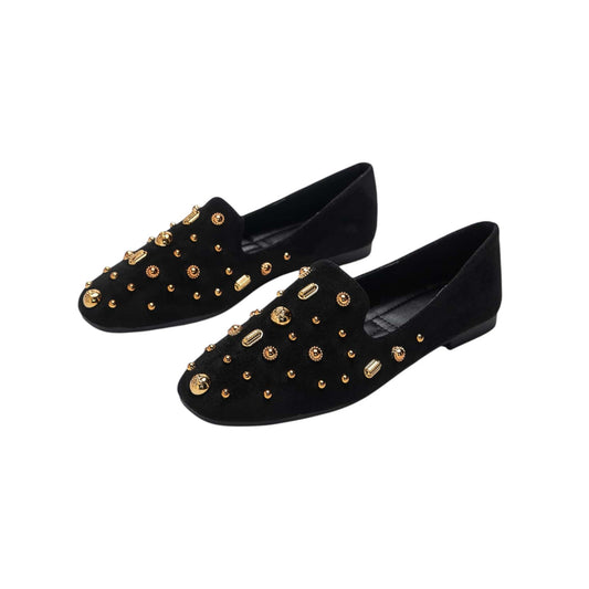 SHE fekete szegecses loafer