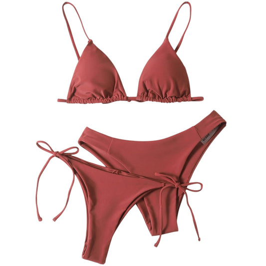 SHE vörösesbarna megkötős bikini szett