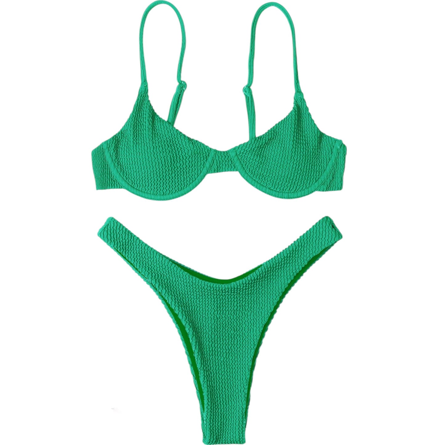 SHE zöld bordázott bikini szett