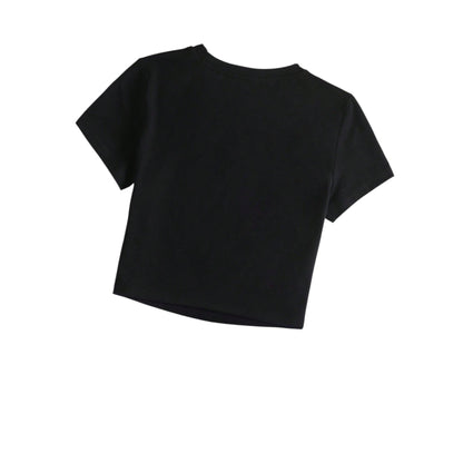 SHE fekete rövid ujjú crop top