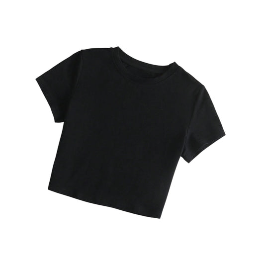 SHE fekete rövid ujjú crop top