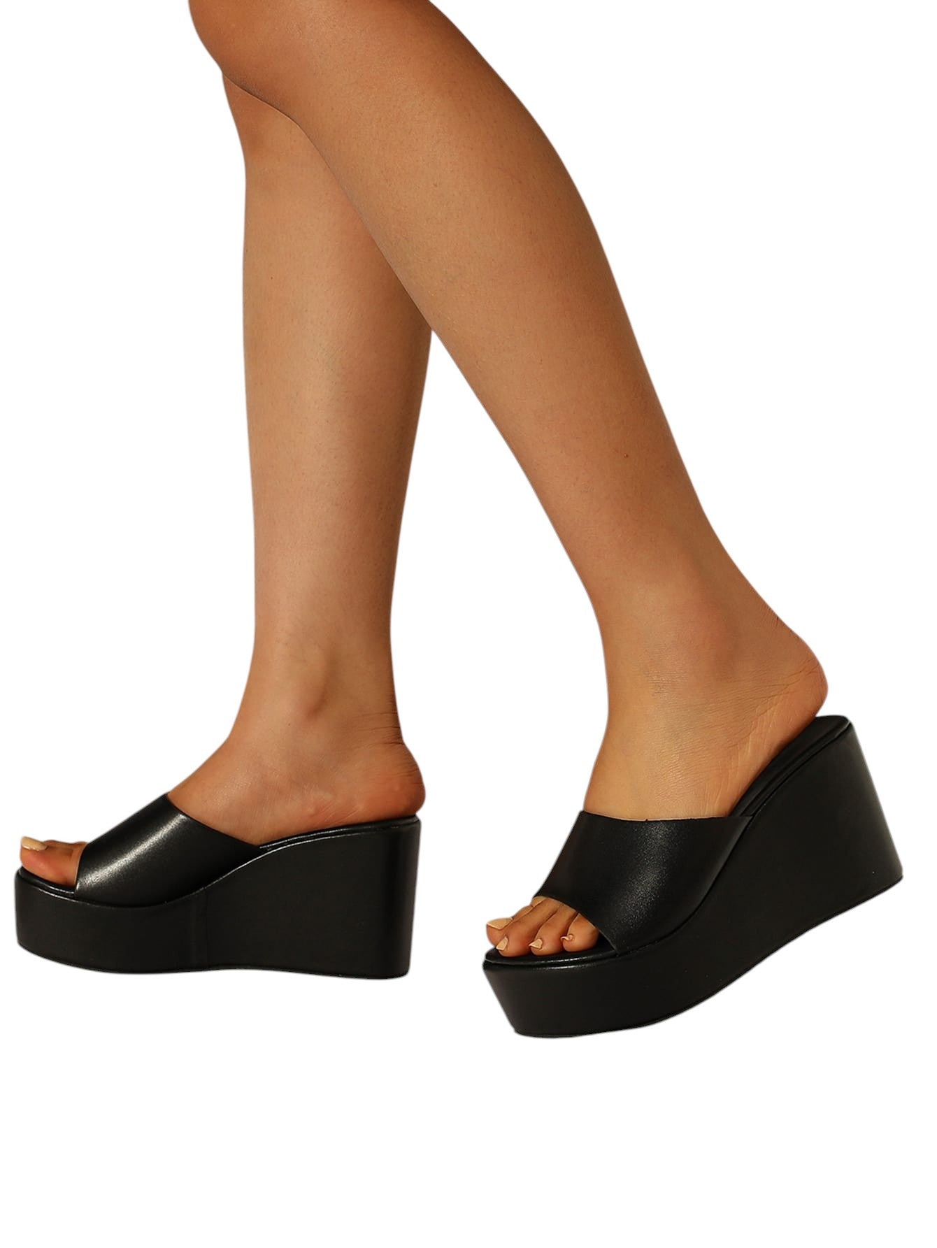 SHE fekete platform papucs