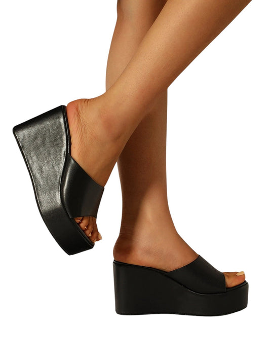 SHE fekete platform papucs
