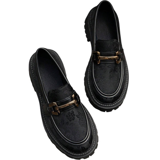 SHE fekete platform loafer cipő