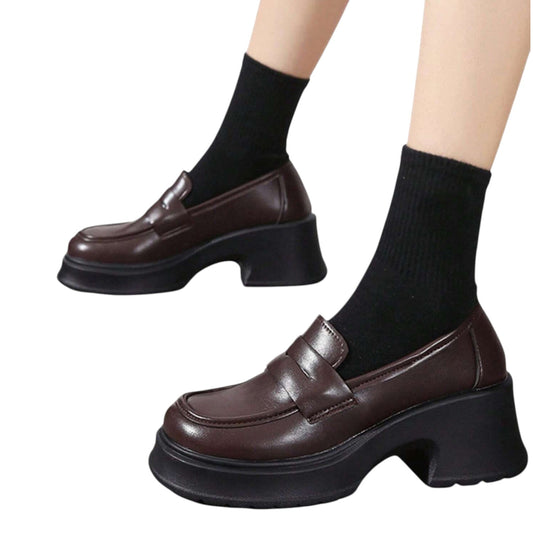 SHE barna platform loafer cipő