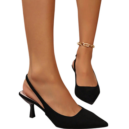 SHE fekete hegyes orrú kitten heel