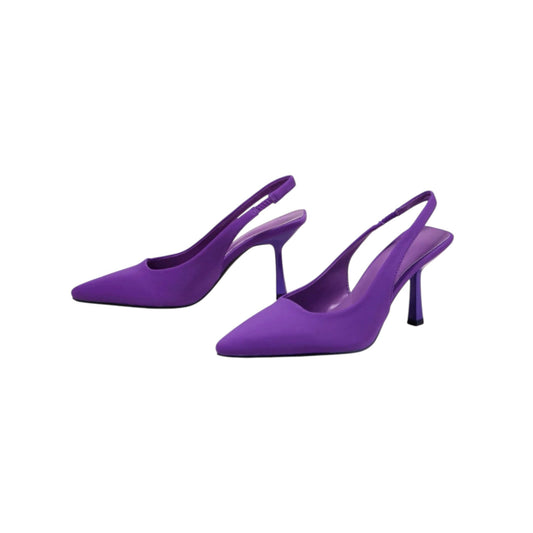 SHE lila hegyes orrú slingback magassarkú