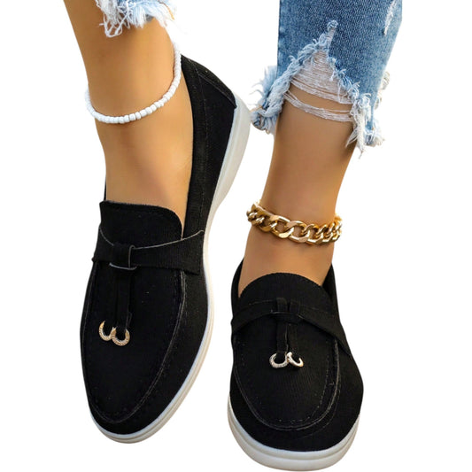 SHE fekete masnis bebújós loafer