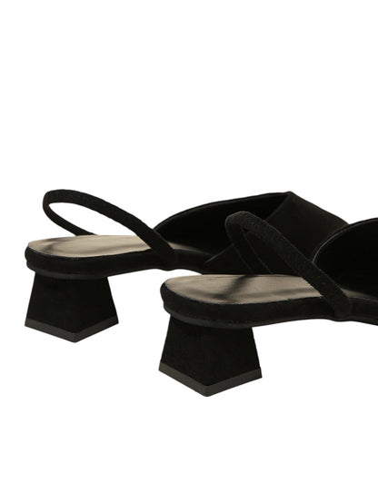 SHE fekete slingback magassarkú cipő