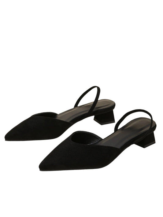SHE fekete slingback magassarkú cipő
