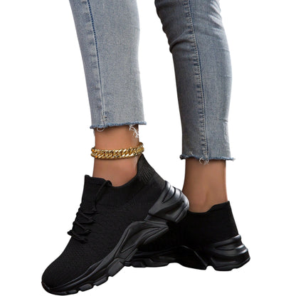 SHE fekete vastag talpú sportcipő