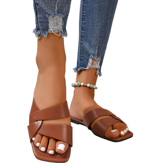 SHE barna criss cross papucs
