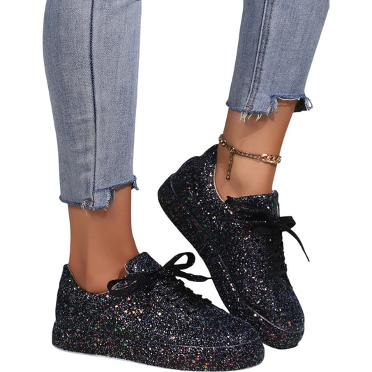 SHE fekete csillogó sportcipő