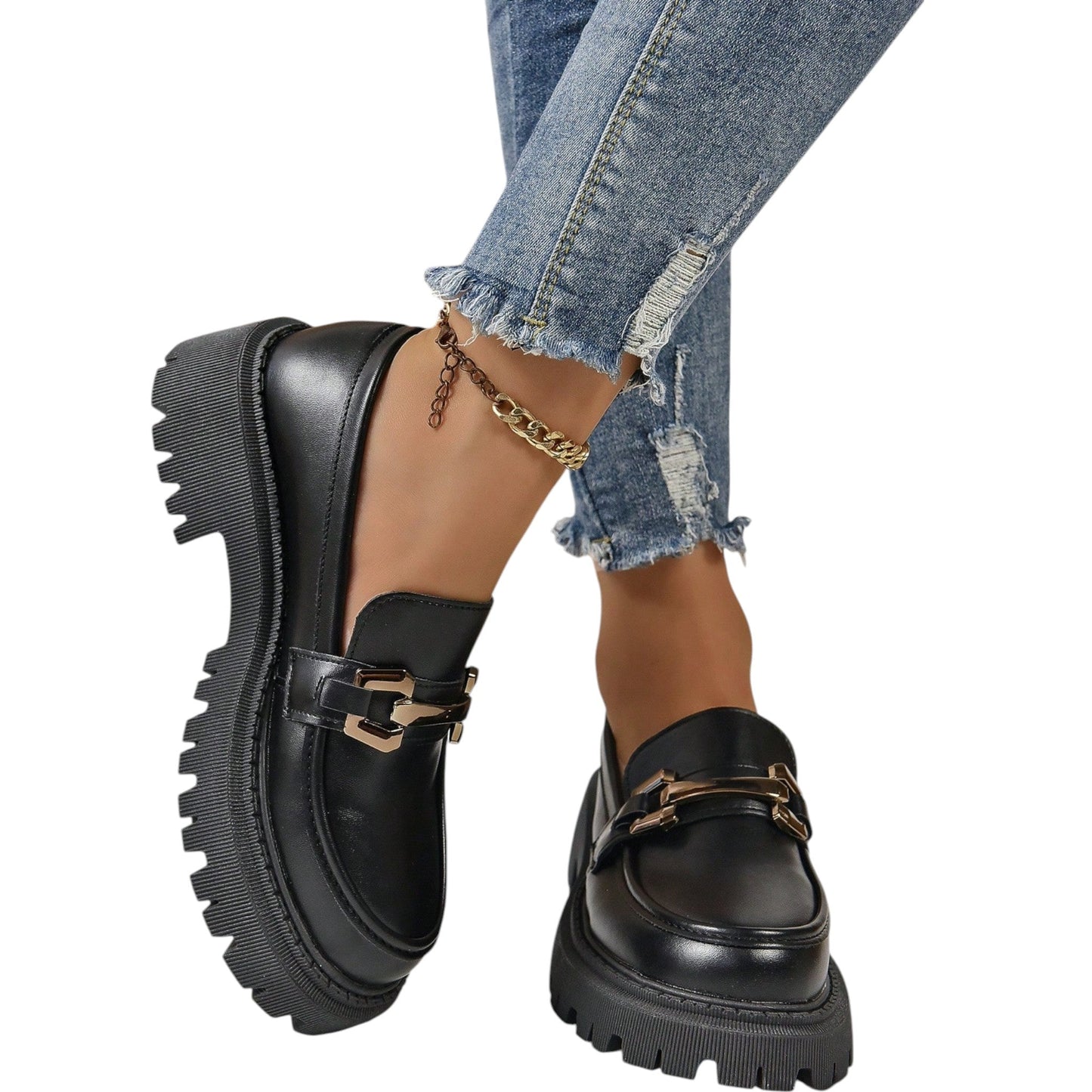 SHE fekete platform loafer