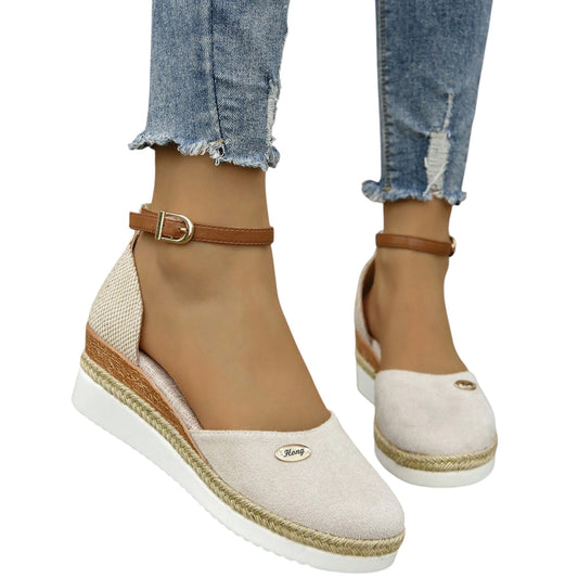 SHE bézs telitalpú espadrilles