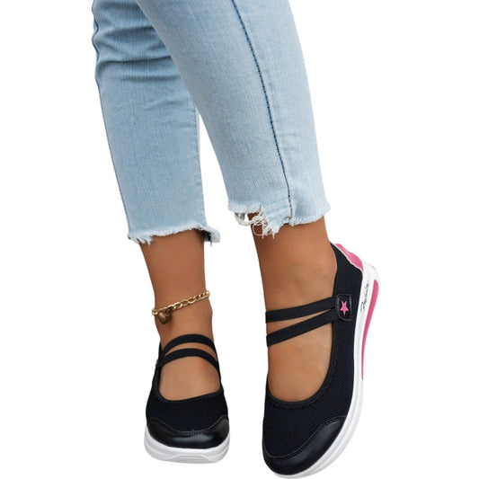 SHE fekete pántos hálós sneaker