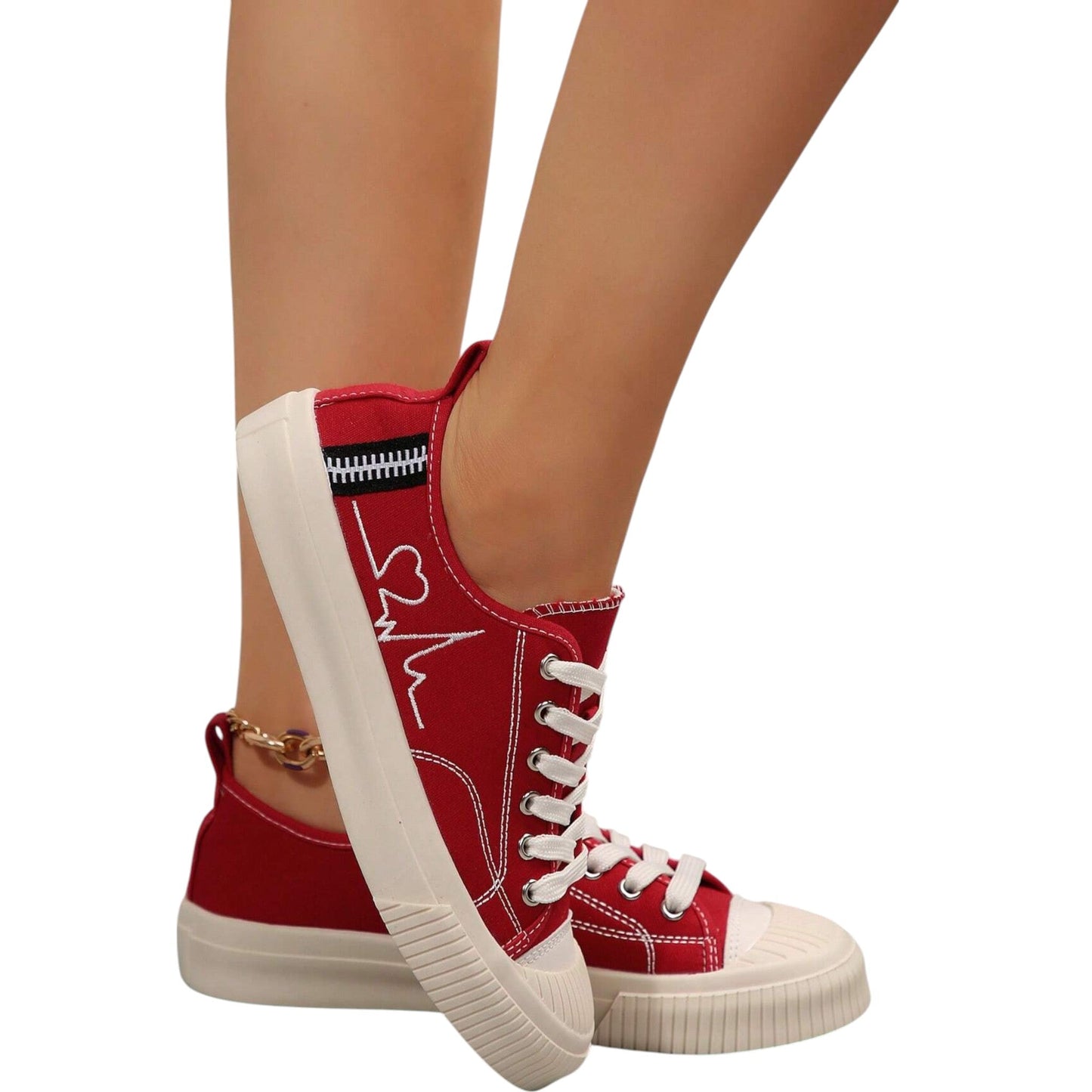 SHE piros vászon sneaker