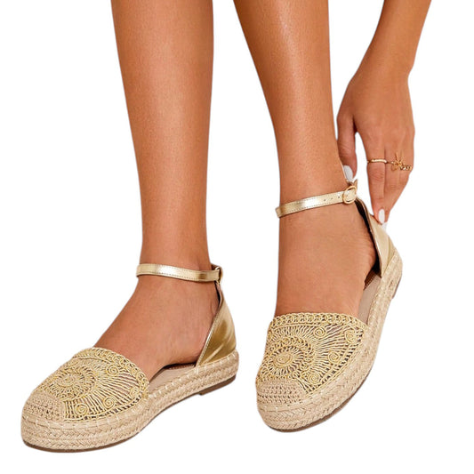 SHE arany horgolt espadrille cipő