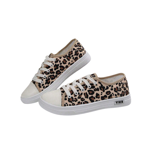 SHE leopárd mintás vászon sportcipő