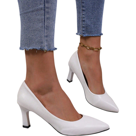 SHE fehér alacsony sarkú cipő