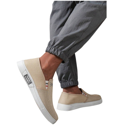 SHE bézs kötött slip-on cipő