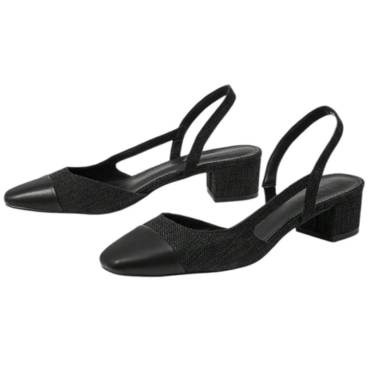 SHE fekete vastag sarkú slingback
