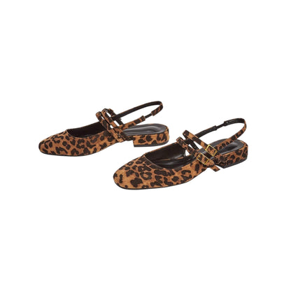 SHE leopárd mintás Mary Jane balerina cipő
