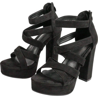 SHE fekete magassarkú platform szandál
