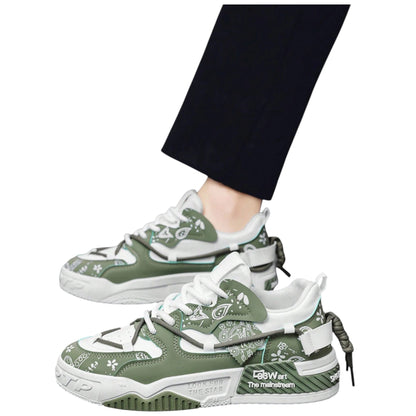 SHE zöld mintás sneaker cipő