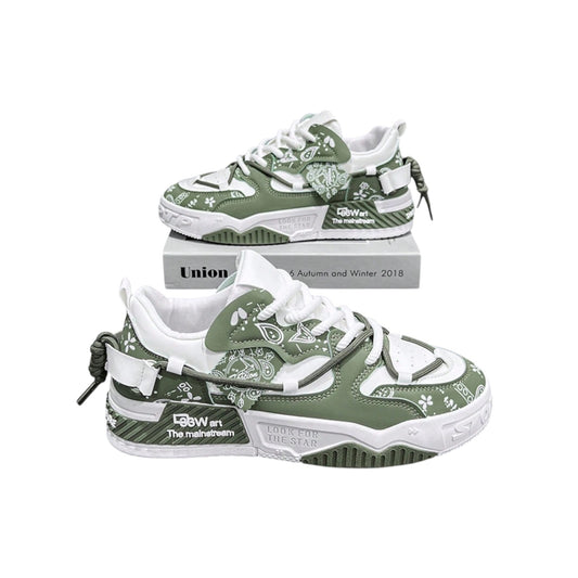 SHE zöld mintás sneaker cipő