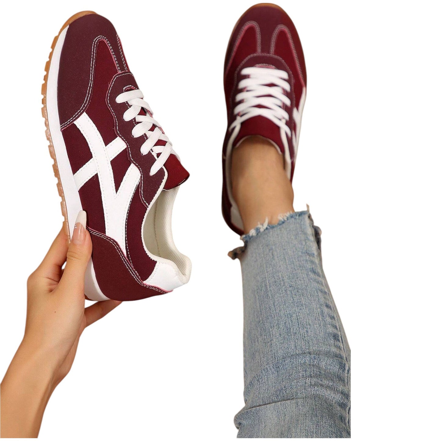 SHE bordó fűzős sneaker