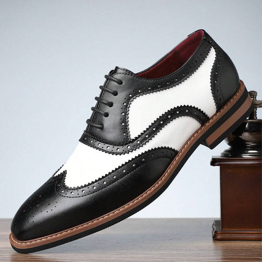 SHE fekete fehér brogue oxford cipő