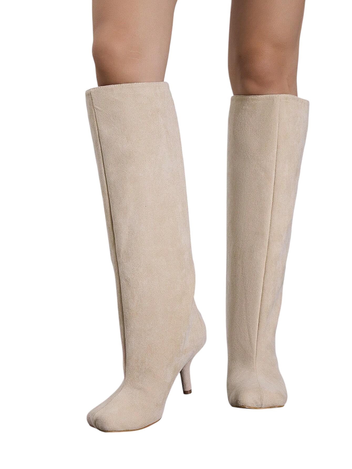 SHE bézs velúr térdcsizma