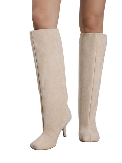 SHE bézs velúr térdcsizma