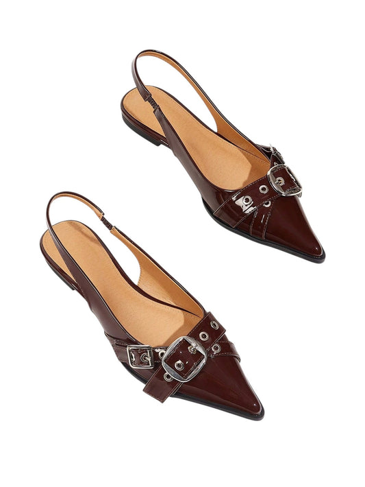 SHE bordó lakk slingback magassarkú cipő