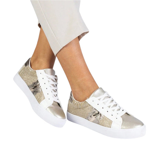 SHE arany csillogó fűzős sneaker