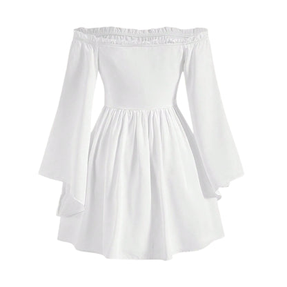 SHE ekrü fodros mini ruha