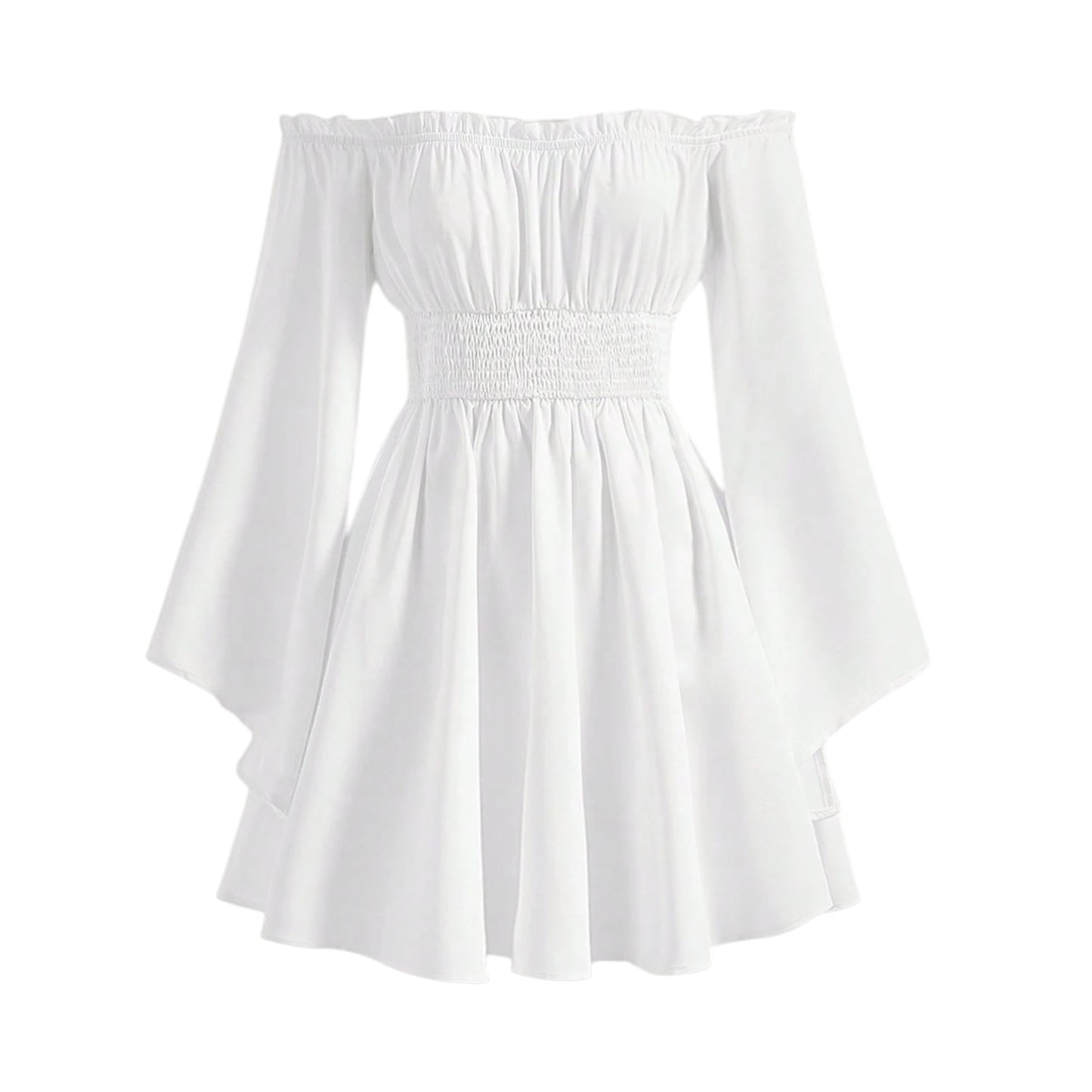 SHE ekrü fodros mini ruha