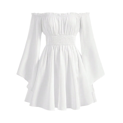 SHE ekrü fodros mini ruha