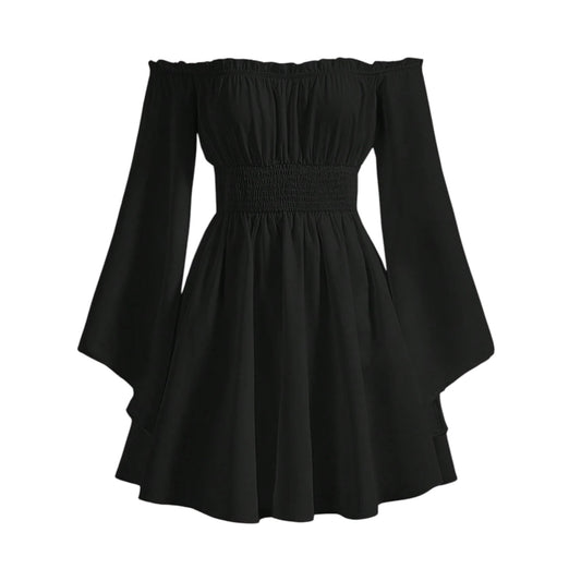 SHE fekete ejtett vállú mini ruha