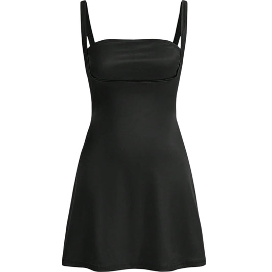 SHE fekete négyzet nyakú skater ruha