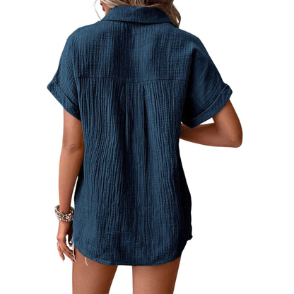 SHE kék rövid ujjú blúz